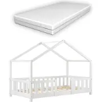 En.casa Kinderbed Treviolo met uitvalbeveiliging en matras 70x140 cm wit []