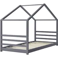 En.casa Kinderbed huisbed met bedbodem 90x200 cm donkergrijs
