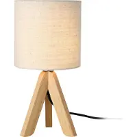 Lux.pro Tafel lamp 'Koblenz', E14, max. 40W, driepoot, linnen kap en houten voet. Nachtlamp, beige. []