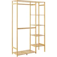 En.casa Bamboe kledingrek Eurajoki met planken 90x30x145 cm
