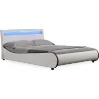 Corium Juskys Valencia - LED - Bedframe kunstleer 140x200 cm wit
