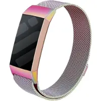 Strap-it Luxe Milanese band - geschikt voor Fitbit Charge 3 / Fitbit Charge 4 - regenboog - Maat: Maat S