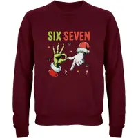 B&C Six Seven Kersttrui - Foute Kersttrui Dames Heren - Kat - Unisex - Kerst Cadeau - Grappig - Zwart - Donkerrood - Maat M