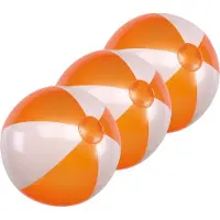 Inspirion Opblaasbare speelgoed strandbal - 10x - oranje/wit - dia 28 cm - Strandballen - Buiten speelgoed - Strand speelgoed - PVC
