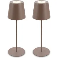 Briloner Kiki - Set van 2 Tafellampen oplaadbaar - dimbaar - voor binnen en buiten - in hoogte verstelbaar - warm wit licht - bruin