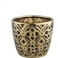 Ptmd vianne goud zwart keramiek flaager pot rond