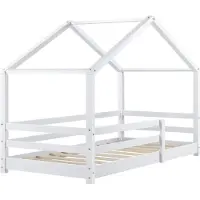 En.casa Kinderbed huisbed met uitvalbeveiliging 90x200 wit