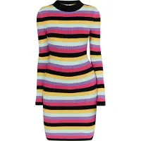 Mymo Gebreide jurk 'Biany' mintgroen / donkerlila / pink / zwart