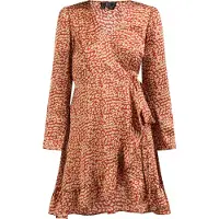 Faina Jurk beige / roestrood