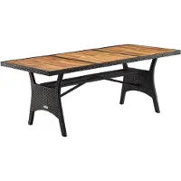 Casaria Polyrotan Tuintafel Takeo Zwart 190x90x74cm Acacia