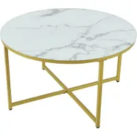 En.casa Salontafel Uppvidinge 45xØ80 cm marmer look wit en goudkleurig