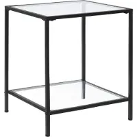 En.casa Bijzettafel Norrtälje met plank glas 55x45x45 cm zwart