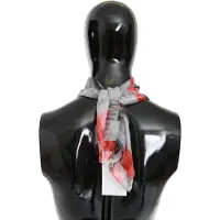 Costume National Dames sjaal rood 100% zijde gemerkt grijs