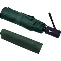 LONGZIMING -Compacte automatische opvouwbare paraplu – 8 roestvrijstalen baleinen, windbestendig, Teflon gecoat, lichtgewicht reisscherm met hoes – donker groen