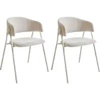 Beliani ALANSOM - Eetkamerstoel set van 2 - Lichtbeige - Stof