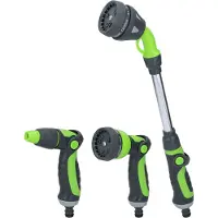 Kinzo 3-Delige Sproeikop Set Tuinslang - Spuitpistool, Sproeipistool en Uitschuifbare Sproeikop 15" - 8 Sproei Standen - Aansluiting Tuinslang - Groen/Zwart