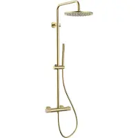 Boss & Wessing Regendoucheset BWS Sensa Cool Touch Thermostatisch 30 cm hoofddouche Geborsteld Brons PVD