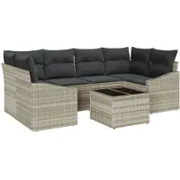 vidaXL Tuinbank Set met kussen 7 pcs Lichtgrijs 55 x 55 x 37 cm