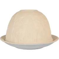 Clayre & Eef Waxinelichthouder Ø 12x8 cm Wit Porselein Huizen