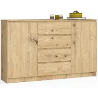 Akord Ladekast K160 met 4 Lades en 2 Deuren / Furniture Factory / Artisan Eik / 160 x 99 x 40 cm
