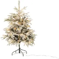 J-Line kerstboom 120 Led Besneeuwd - kunststof - groen/wit