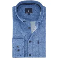 State of Art overhemd blauw katoen patroon button-down collar
