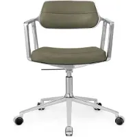 Vipp 453+ Draaistoel Met Zwenkwielen Gepolijst Aluminium / - Bureaustoelen Leer Bosco green - 453+31C01
