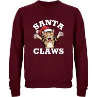 B&C Santa Claws trui - kersttrui - foute kersttrui - Unisex - Kerst - Christmas - Katten - Feestdagen - Grappige trui - Kerstman - Foute kerst - Donkerrood - Maat L