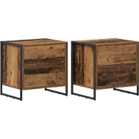vidaXL Nachtkastje 2 st Oud Hout 50 x 39.5 x 50 cm Bewerkt hout