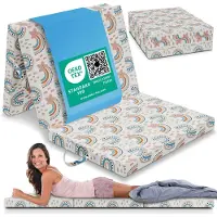 ELONEO Opvouwbaar Matras 75x200 cm - Dik 8 cm Vouwmatras, Wasbaar en Draagbaar Multifunctioneel Logeerbed, Reismatras, Logeermatras, Opvouwbaar Bed, Poef en Zitje, Regenboog