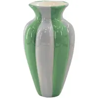 Housevitamin Bloemenvaas- Geplooide Vaas- Keramiek- Lila/Groen- 16,5x16,5x29,5 cm
