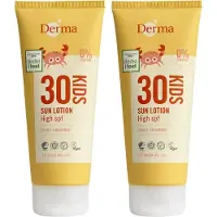 Derma Sun - Kids Zonnebrand SPF30 2 x 200 ml - voor Gevoelige Kinderhuid - Waterbestendig - Parfumvrij - UVA en UVB Bescherming - AllergyCertified