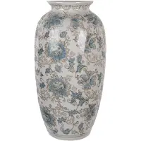 Clayre & Eef Vaas 19x10x38 cm Wit Blauw Keramiek