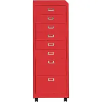 MCW Ladekast, ladekast op wielen, stalen ladekast archiefkast, metaal 115x40x41cm 8 laden ~ rood