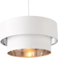 Lux.pro Hanglamp Lopar, E27, plafondlamp, hanglamp, 40 cm, metaal, stof, wit-zilver