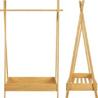 En.casa Kledingrek Sola 126x73x42 cm bamboe houtkleurig