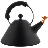 Alessi Waterkoker Kettle Bird Shaped Whistle Black 2.0L