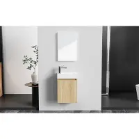Boss & Wessing Toiletmeubelset bws zyro onderkast + fontein en spiegel 40x22 cm eiken