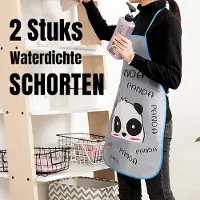 Allernieuwste.nl 2 STUKS PANDA Kinderschorten Waterdicht en Oliebestendig Knutselschort Kookschort Keukenschort voor Kinderen - 50 x 70 cm