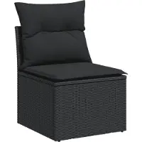 vidaXL 4-delige tuinmeubelset met kussens, zwart, polyrotan