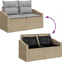 vidaXL Tuinbank Set 13 st 12-Aantal zitplaatsen Beige Poly rattan