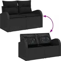 vidaXL Tuinbank Set 9 st Zwart Poly rattan
