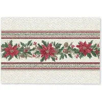 MuchoWow Deurmat 90x60 cm - Droogloopmat Kerststrook - Poinsettia - Rood - Groen - Mat voor binnen - Schoonloopmat - Deurmatten met print - Inloopmat