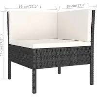 vidaXL 6-delige loungeset voor de tuin met kussens, van zwart polyrotan