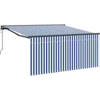vidaXL Uitschuifbare luifel Blauw en Wit 350 x 250 cm