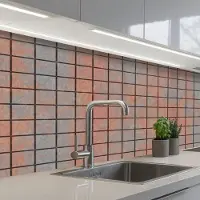 KitchenYeah Keuken achterwand 150x60 cm - Spatscherm zelfklevend Blauw - Bruin - Vlekken - Vierkant - Muurbeschermer - Spatwand fornuis