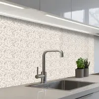 KitchenYeah Keuken achterwand 100x60 cm - Spatscherm zelfklevend Bloemen - Patroon - Taupe - Muurbeschermer - Spatwand fornuis