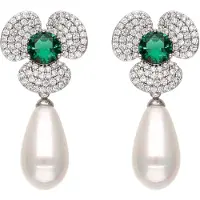 NAEMI Oorbellen groen / zilver / parelwit