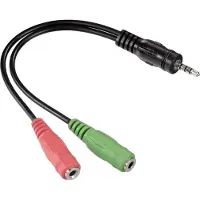 Hama Jack Adapter - 4-pin 3.5 mm jack plug - 2x 3.5 mm jack socket - Zwart