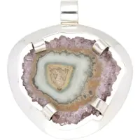 MOOYE ® - Collectie Zilveren Amethist Roos Stalactiet edelsteen vrije vorm XL hanger